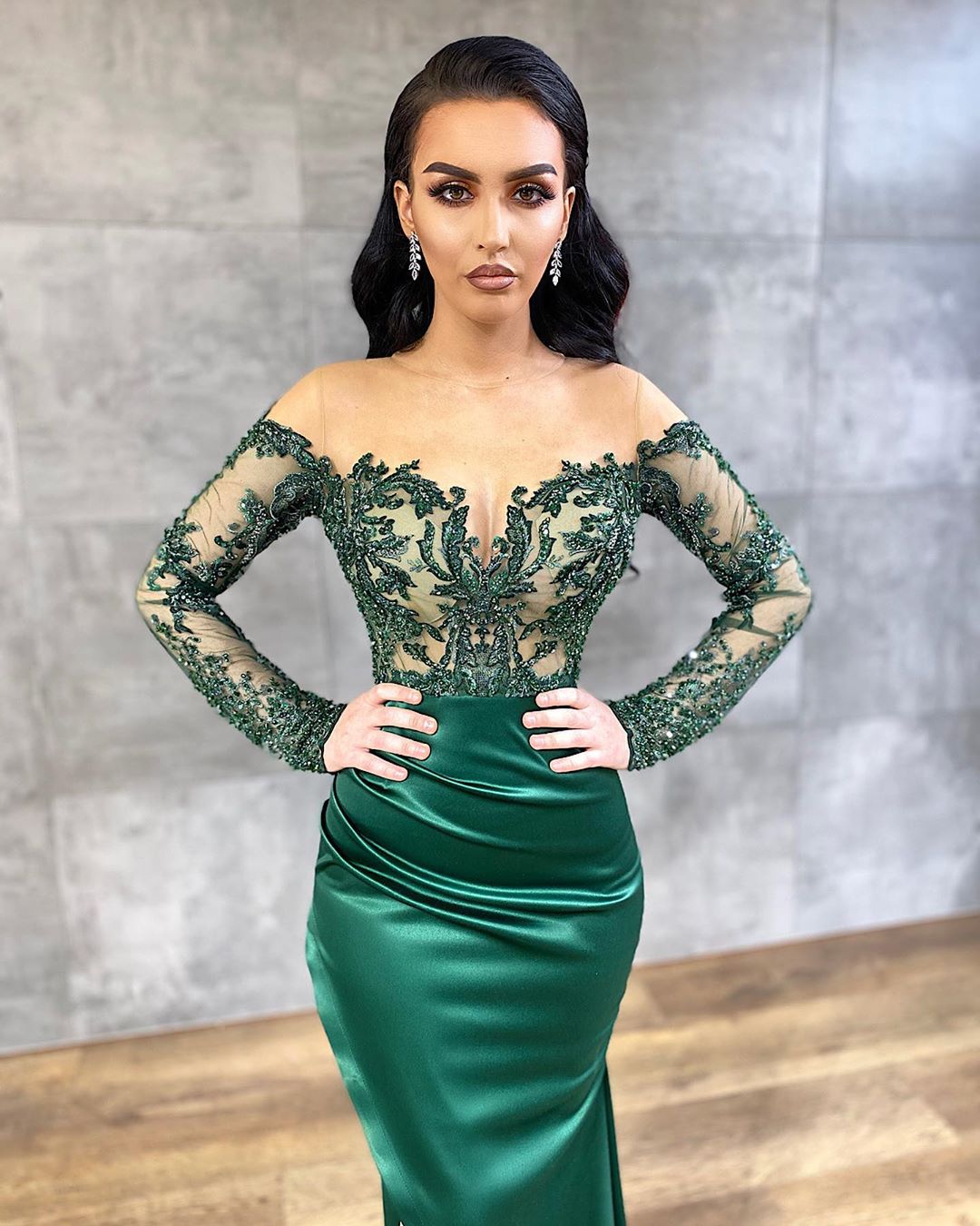 2020 Arabic Aso Ebi Hunter Green Sexy Evening Dresses Lace Beaded Prom Dresses Mermaid Formal Party Second Reception Gowns ZJ223