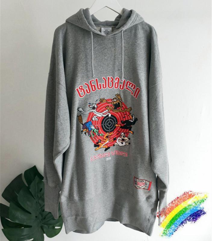 Oversize Embroidery Hoodies Women Men High Quality Black Gray Red Cartoon Fashion Sweatshirts Pullover