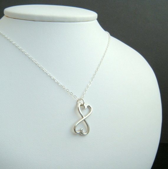 10PCS Outline Open Two Love Heart Infinite Infinity Necklace Geometric Wire Wrapped Vertical 2 Double Hearts Necklaces for Women