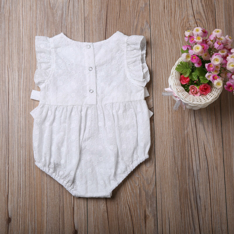 Goocheer Summer Flower Baby Girls Ruffles Romper Infant Newborn Baby Jumpsuit Playsuit Bow Clothes