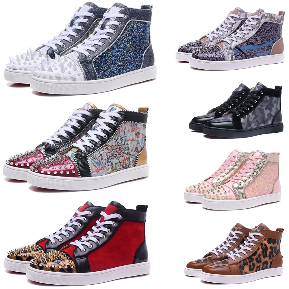 2020 Red Bottom Designer Shoes Men Women Studded Spikes Casual Shoes Fashion Insider Sneakers Black Red White Leather Luxury High Boots
2020 Red Bottom Designer Shoes Men Women Studded Spikes Casual Shoes Fashion Insider Sneakers Black Red White Leather Luxury High Boots