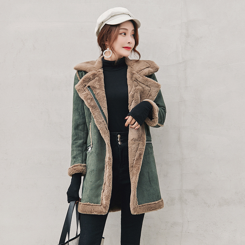 Cotton Coat Women Mid-length Korean New Autumn Winter Lapel Zipper Deerskin Padded Cothing Female Lamb Wool Overcoat Women Z899, Green
Cotton Coat Women Mid-length Korean New Autumn Winter Lapel Zipper Deerskin Padded Cothing Female Lamb Wool Overcoat Women Z899, Green