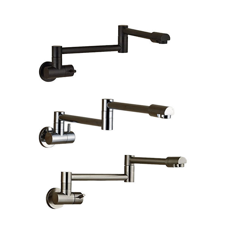 Folding Single Kitchen Faucet Sink Pot Filler Faucet Cold Water Wall Mount Tap Brass Faucets Chrome Brushed nickel oil rubbed