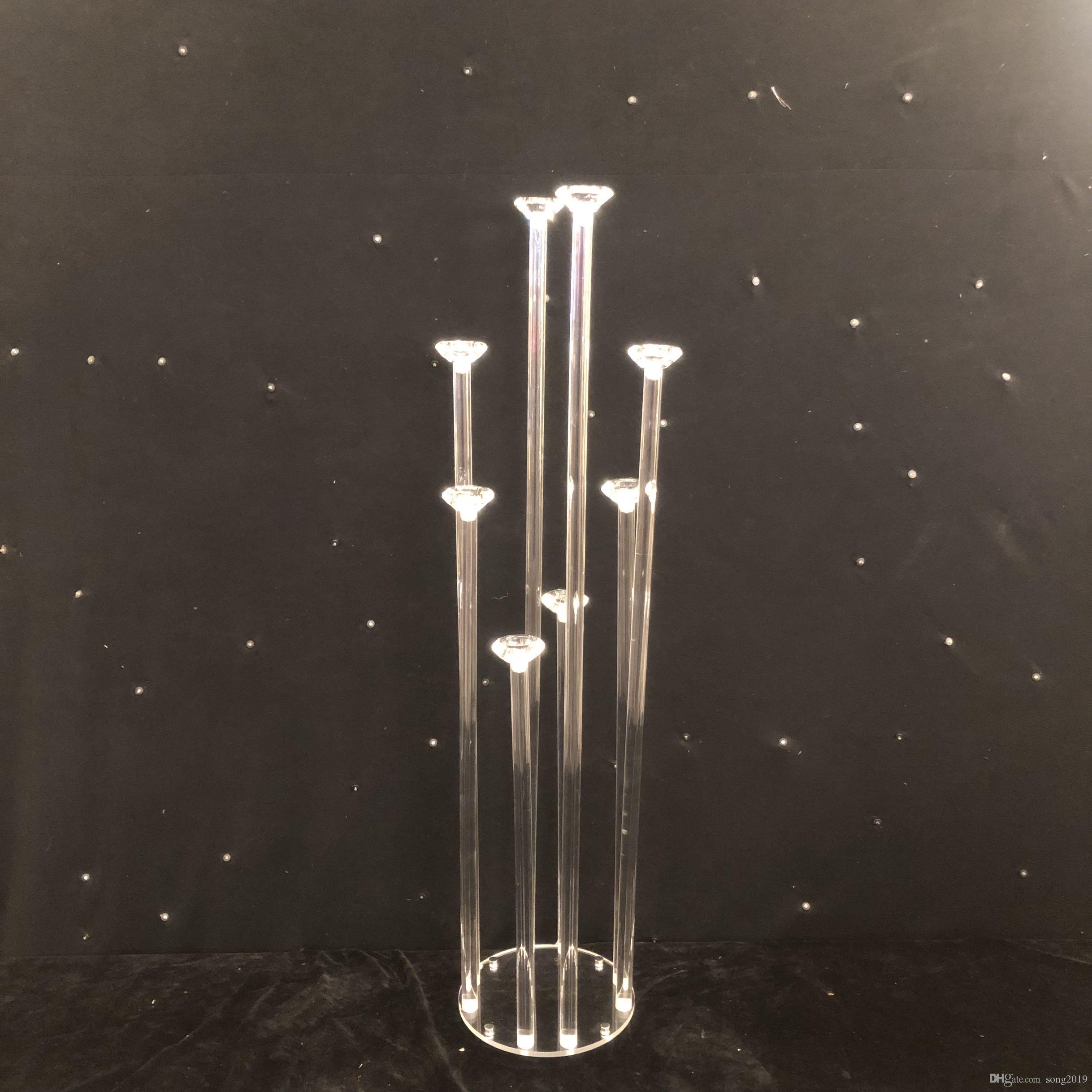 100% Acrylic Candle Holders Candelabrum 8-arms Candelabras Flower Rack Wedding Centerpieces Table Candlestick Christmas Party Home Decor XJ260305