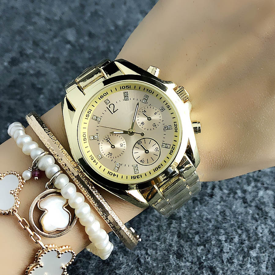 Fashion M design Brand women's Girl 3 Dials style Metal steel band Quartz Watch M68, Mko rose gold
Fashion M design Brand women's Girl 3 Dials style Metal steel band Quartz Watch M68, Mko rose gold