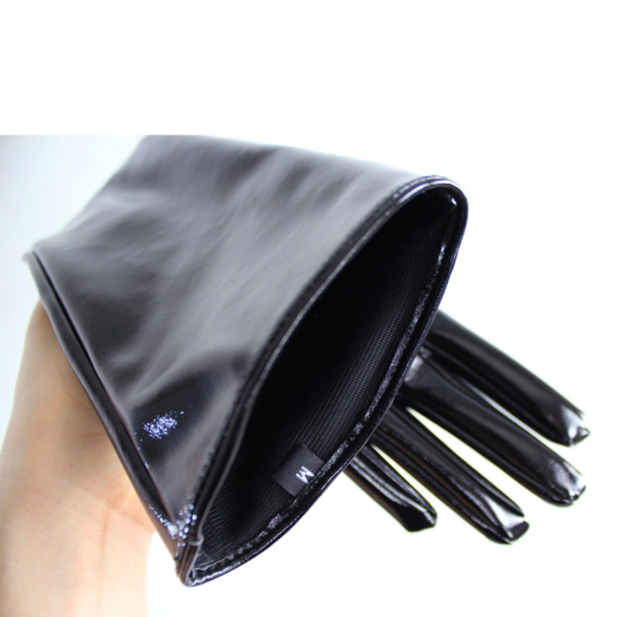 Fashion- Long Leather Gloves 70cm Long Over Elbow Simulation Leather PU Seiko No Lining Black TB16 D18110705