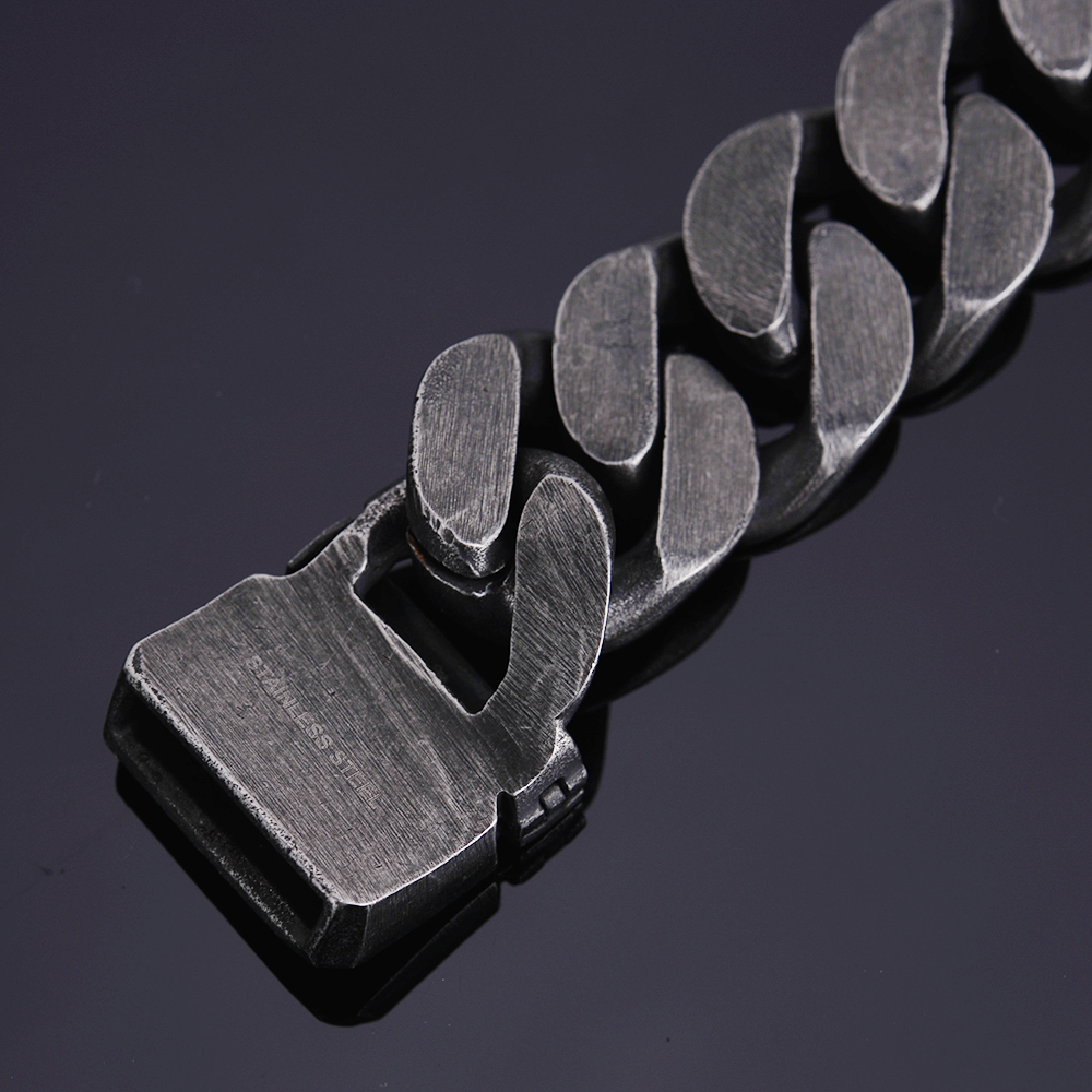 24mm Wide Friendship Mens Bracelets 2018 Black Stainless Steel Charm Man Bracelet Men With Belt Buckle Chain Link Metal Jewelry J190625