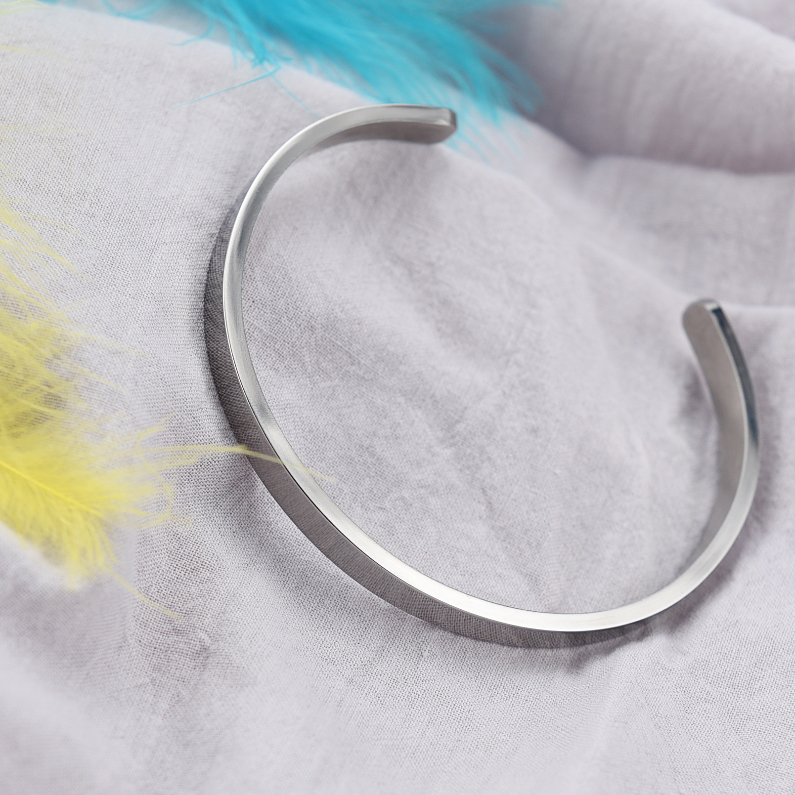 New PersonalizedStainless Steel Gold Silver Black Womens Blank Open Cuff Bangle Bracelet 5mm *15 .5cm Thin Wristband Lover Gifts Wholesale