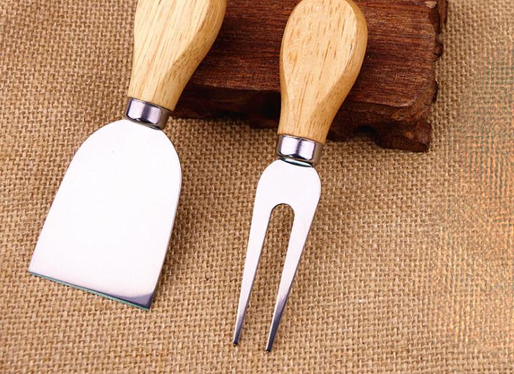 Useful Cheese Tools Set Butter Pizza Slicer Cutter Oak Handle Knife Fork Shovel Kit Graters For Cutting Baking Cheese Board Sets SN361