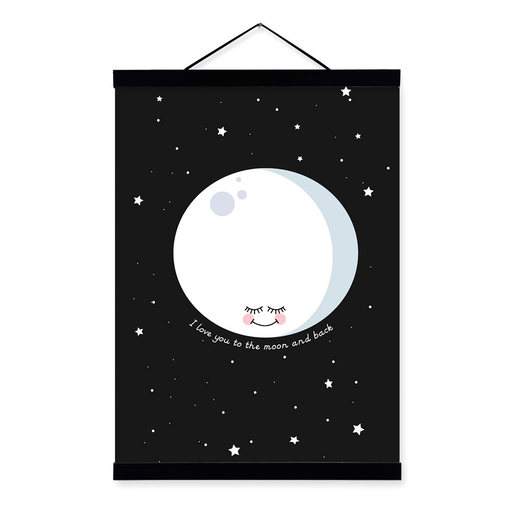 Nordic Minimalist Moon Love Quotes A4 Large Art Print Poster Cartoon Wall Picture Canvas Painting No Framed Kids Room Home Decor