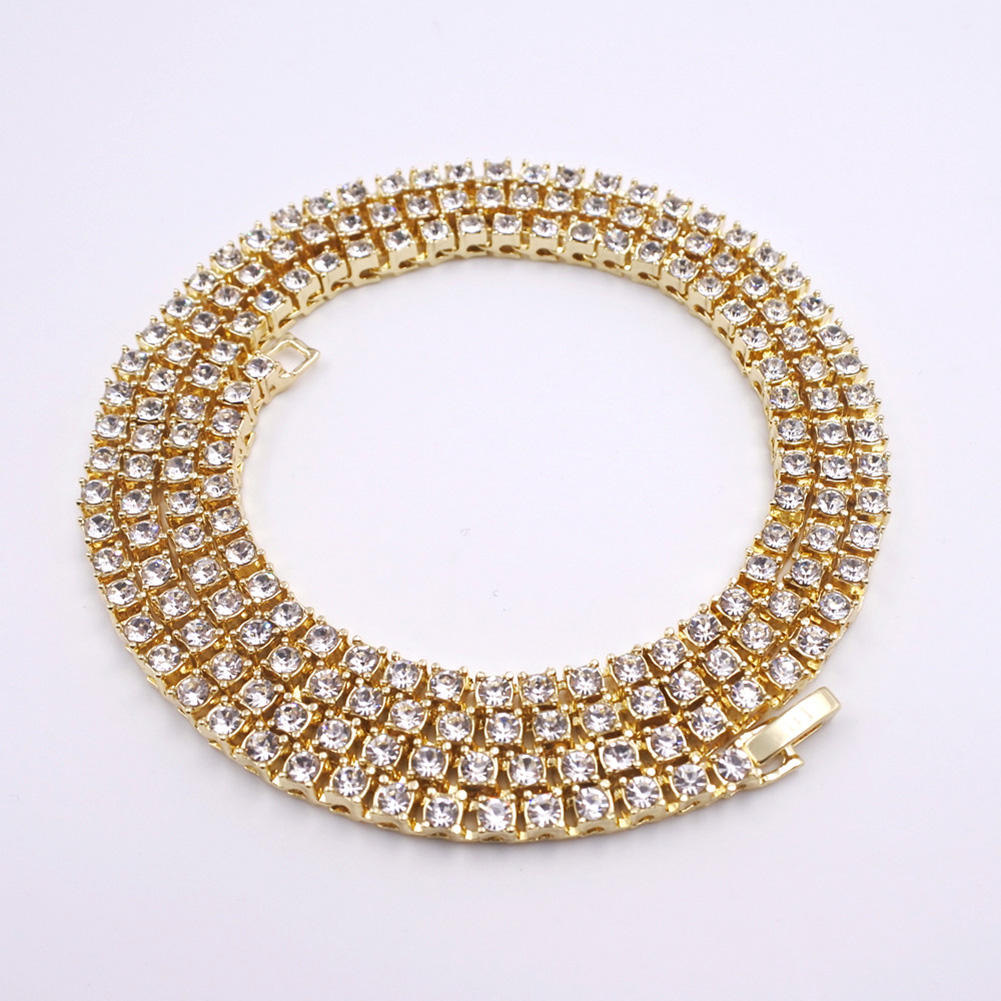 5mm Hip Hop Diamond Stone Tennis Chain Bracelets Necklace Cool Men Women Aolloy 18K Gold Plated Chains
