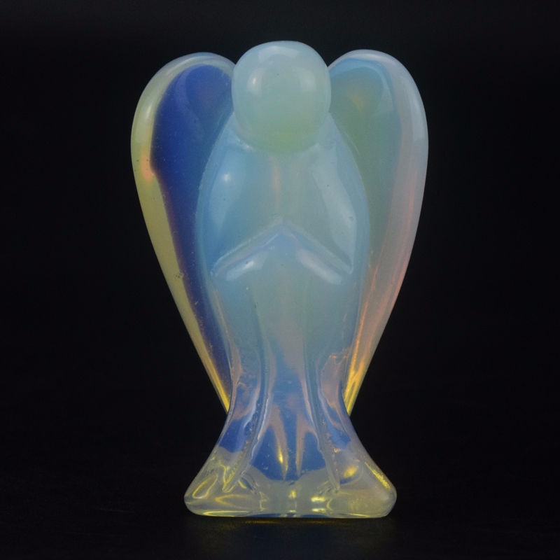 Aicsrad Angel Crystal Ornament Sandstone Artificial Stone Jade Carving Healing Gemstone Mascot Good Lucky Angel Figurine Decor C19021601