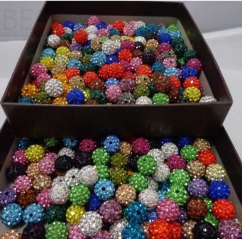10mm 5 Rows Double Holes AB Soft Clay Bala Resin Beads Loose Inlaid Round Rhinestone Ball Shambala Bead Bracelet Necklace Accessories