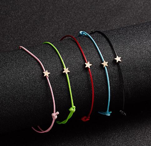 cross-border hot handmade bracelet Make a wish paper card five-point star knitting adjustable bracelet GB1589