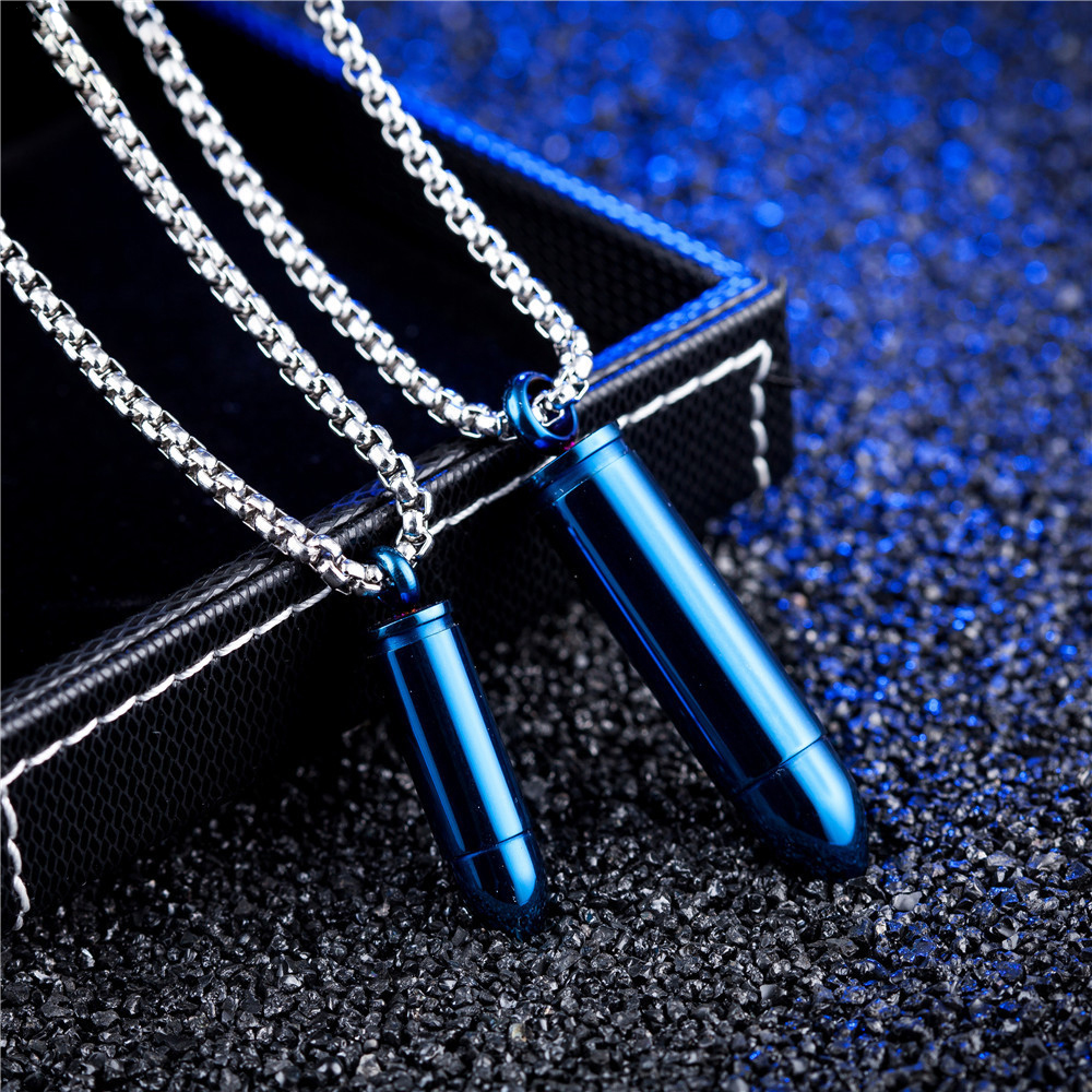 Hip Hop Bullet Shape Lover Couple Pendant Necklace 316L Stainless Steel Can be Unscrewed Pendants Jewelry