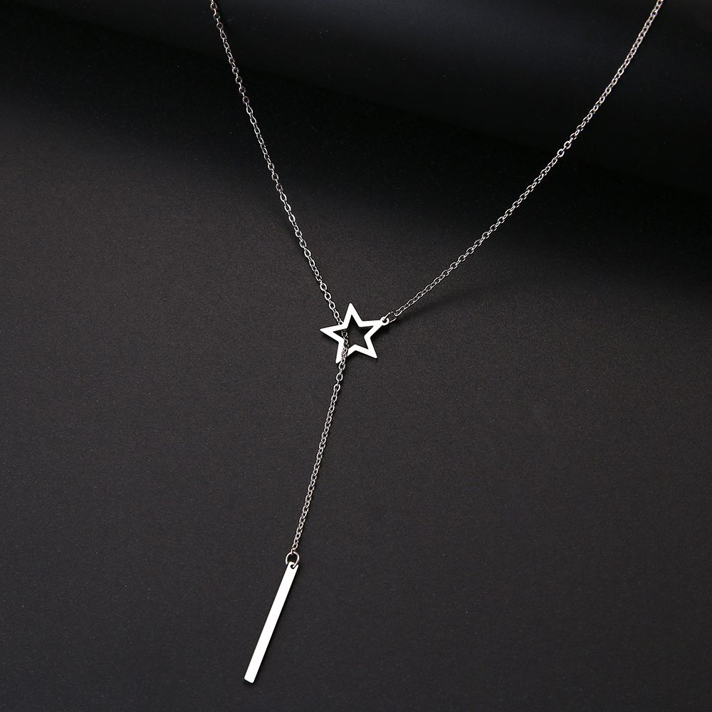 Jewelry Gift High Quality Women Necklace Double Pendant Hollow Pentagram And Stick Stainless Steel Pendant Creative Jewelry Women Gift
Jewelry Gift High Quality Women Necklace Double Pendant Hollow Pentagram And Stick Stainless Steel Pendant Creative Jewelry Women Gift