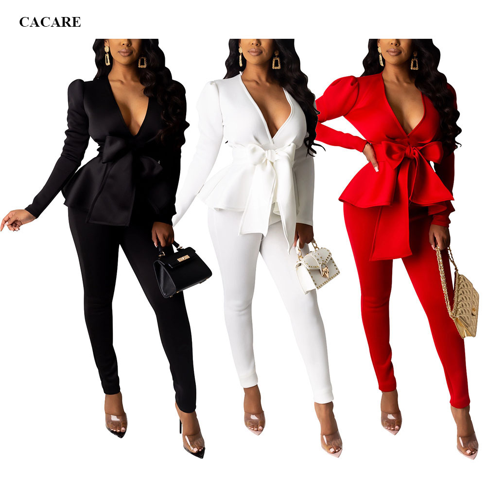 Sexy Women Sets Clothes 2 Pieces 2020 Pants and Top Elegant for Work Party Tracksuit Outfits F0554 with Waist Bow Belt, Black
Sexy Women Sets Clothes 2 Pieces 2020 Pants and Top Elegant for Work Party Tracksuit Outfits F0554 with Waist Bow Belt, Black