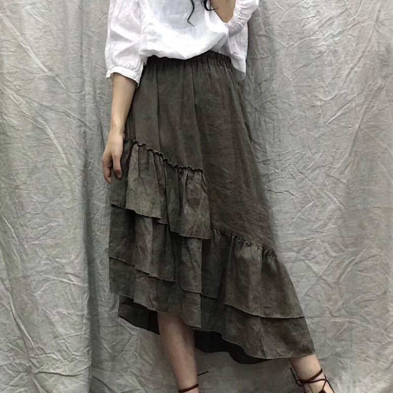2020 Women Skirt Irregular A line Elastic Waist Summer New Solid Color Vintage Linen Ruffled Loose Casual Fashion Women Skirt, Green
2020 Women Skirt Irregular A line Elastic Waist Summer New Solid Color Vintage Linen Ruffled Loose Casual Fashion Women Skirt, Green