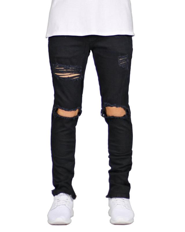 Men's Jeans Pantalones Vaqueros Hombre Moda Masculina Black Men European American Slim Fit Jean Homme Skinny Ripped