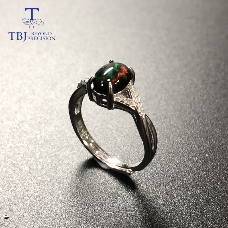 TBJ,black opal ring natural gemstone 925 sterling silver simple style fine jewelry for girls Black Friday or Christmas nice gift LY191226