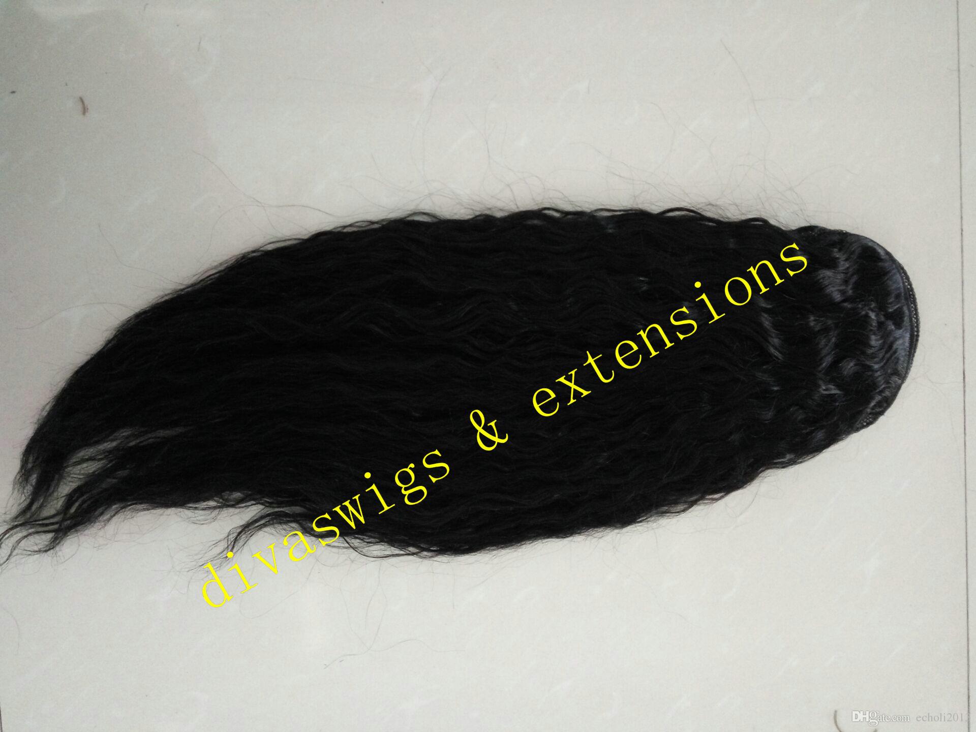 Indian unprocessed Natural Human Hair Ponytail Extension 100% virgin pony tail hair real natural hair Loose wave ponytail extension