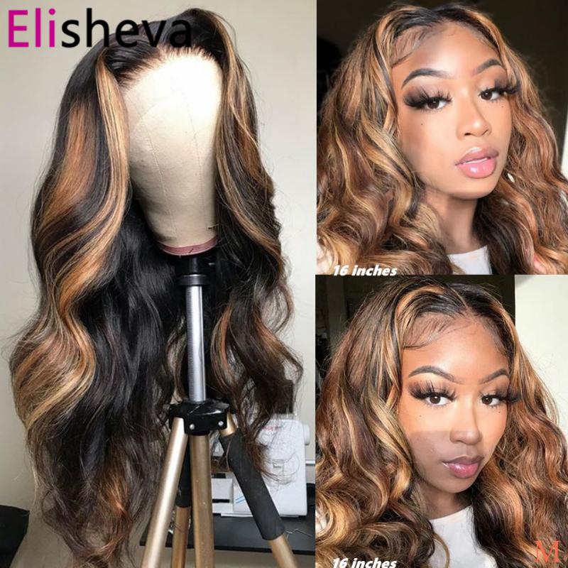 

Highlight Body Wave Wig Pre-plucked 13x6 Lace Front Human Hair Wigs Ombre Blonde 360 Lace Frontal Wig Remy Peruvian 150% Wigs, 13x4 lace front wig