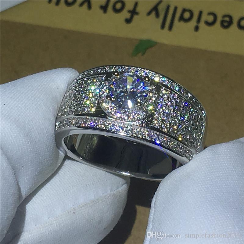 High quality Trendy Jewelry 925 Sterling silver ring 5A Zircon Cz stone Party wedding band rings for women men