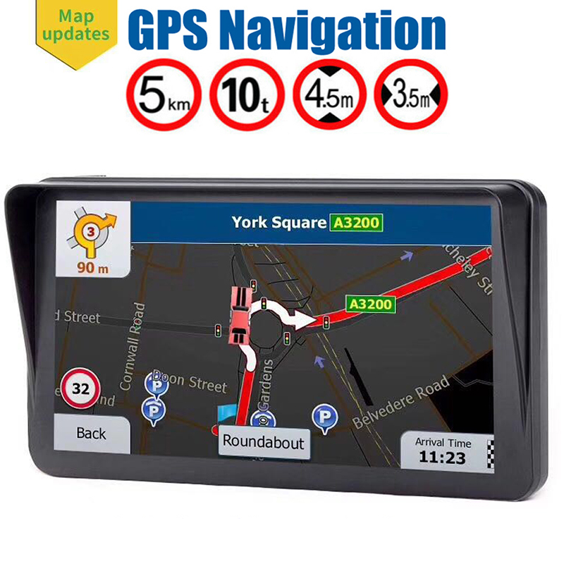 XINMY 9 Inch Truck GPS Navigator With Sunshade Shield Auto Car Sat Nav FM Bluetooth AVIN Navigation Built-in 8G Maps