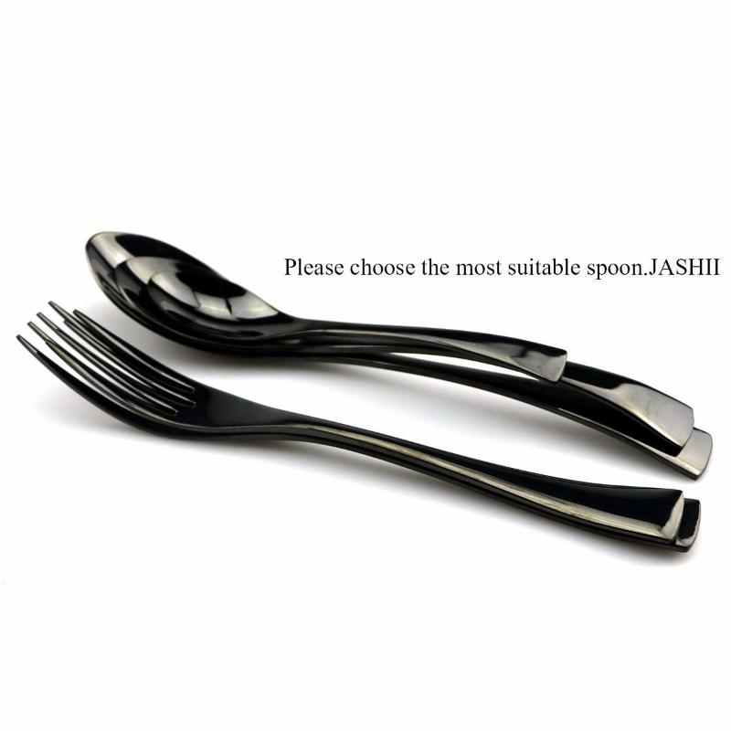 20 30 Pieces Shiny Black Flatware Cutlery Set 18/10 Stainless Steel Dinnerware Steak Knife Dinner Forks Spoons Silverware Set