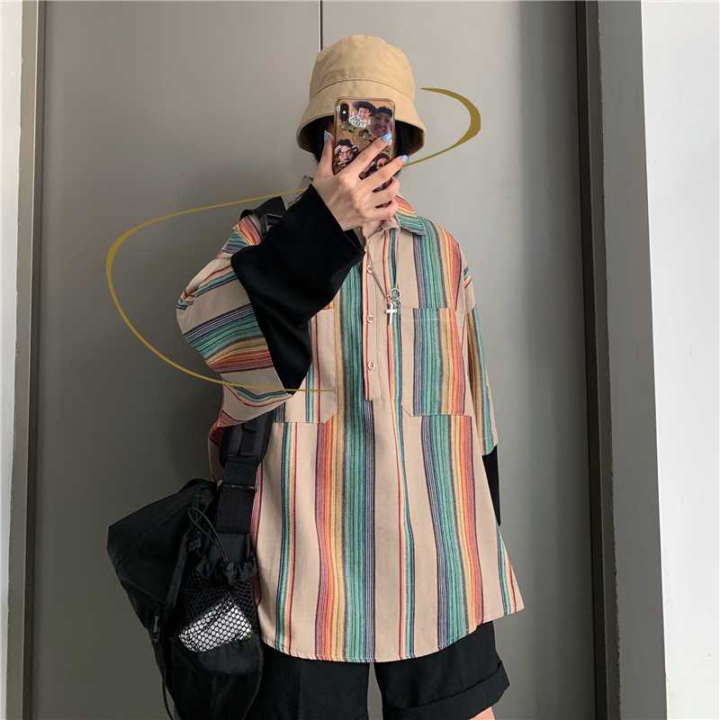 Panel Vertical Stripes Cotton Men Shirt Long Sleeve Loose Casual Button Shirts Koszula Korean Streetwear Men Clothes MM60NCS
Panel Vertical Stripes Cotton Men Shirt Long Sleeve Loose Casual Button Shirts Koszula Korean Streetwear Men Clothes MM60NCS