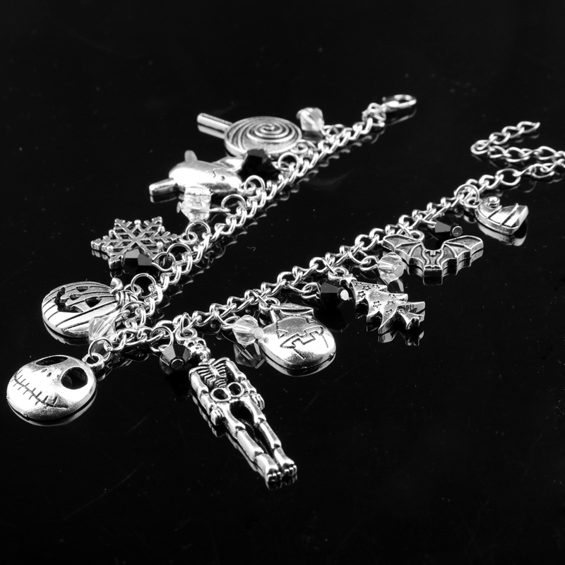 Link Chain Dongsheng The Nightmare Before Christmas Charm Bracelet Halloween Jack Skellington Sally Snowflakes Skull Pumpkin 251