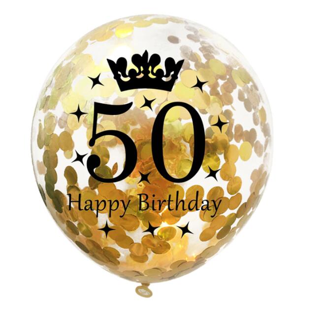 Confetti Birthday Balloons 12 Inch Inflatable Latex Clear Confetti Balloon 30 40 50 Anniversary Birthday Party Decoration