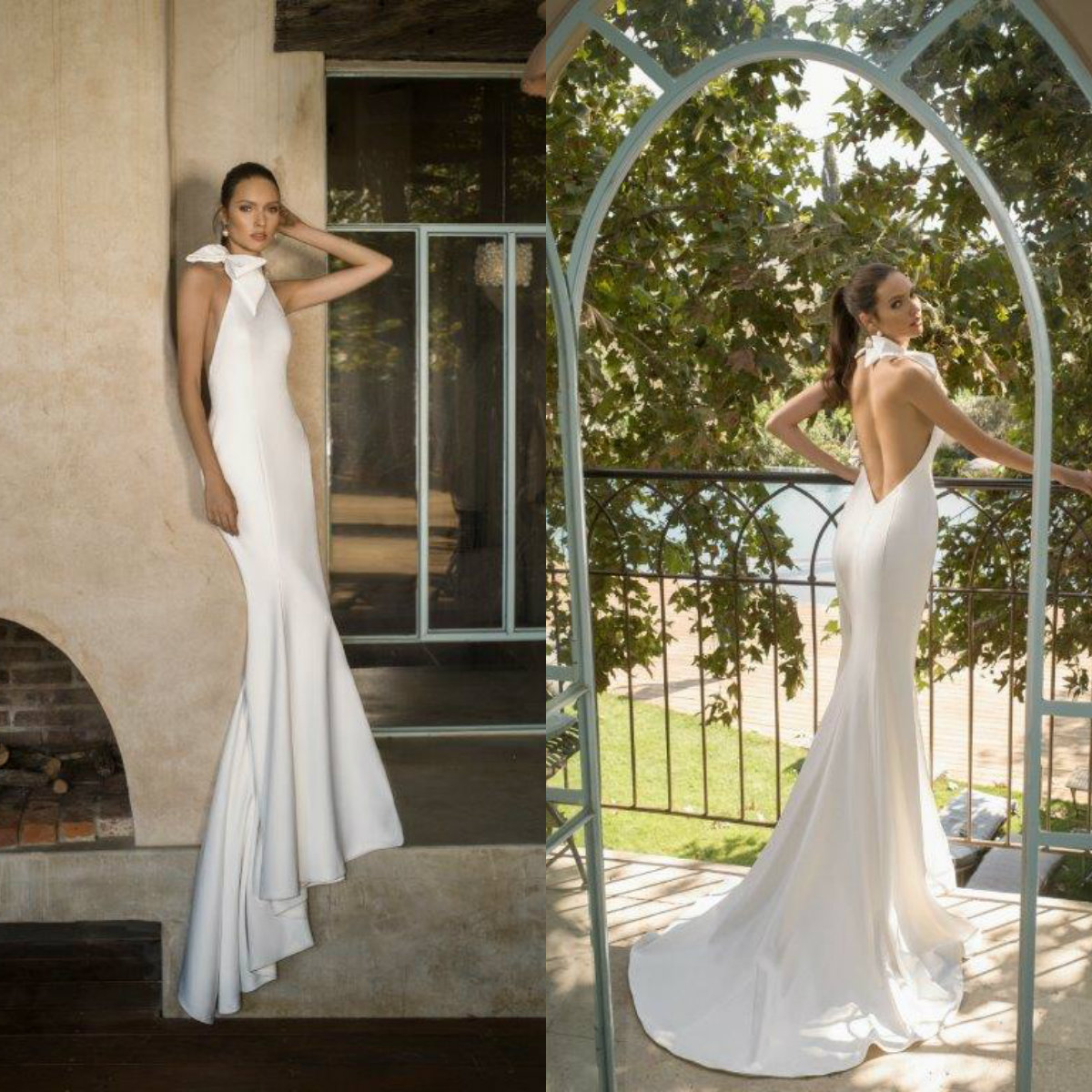 2020 Julie Vino Mermaid Wedding Dresses Halter Sexy Backless Satin Beach Wedding Dress Bridal Gowns Custom Made Robes De Mariée
