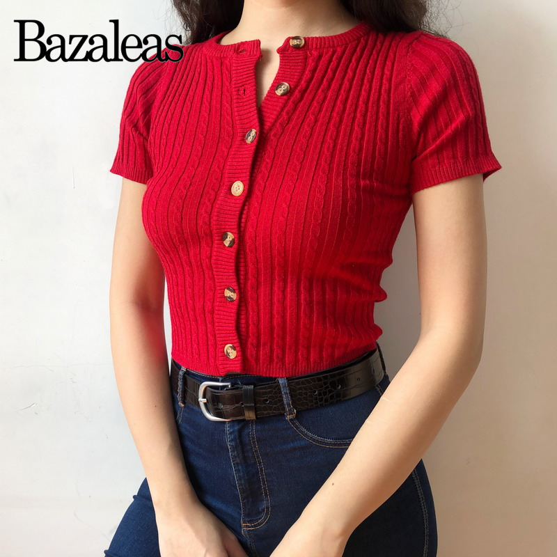 Bazaleas Summer Vintage short sleeve Women Knitted Sweater Fashion Red knitted cardigan Button Basic sweater women drop shipping, W2632 cream
Bazaleas Summer Vintage short sleeve Women Knitted Sweater Fashion Red knitted cardigan Button Basic sweater women drop shipping, W2632 cream