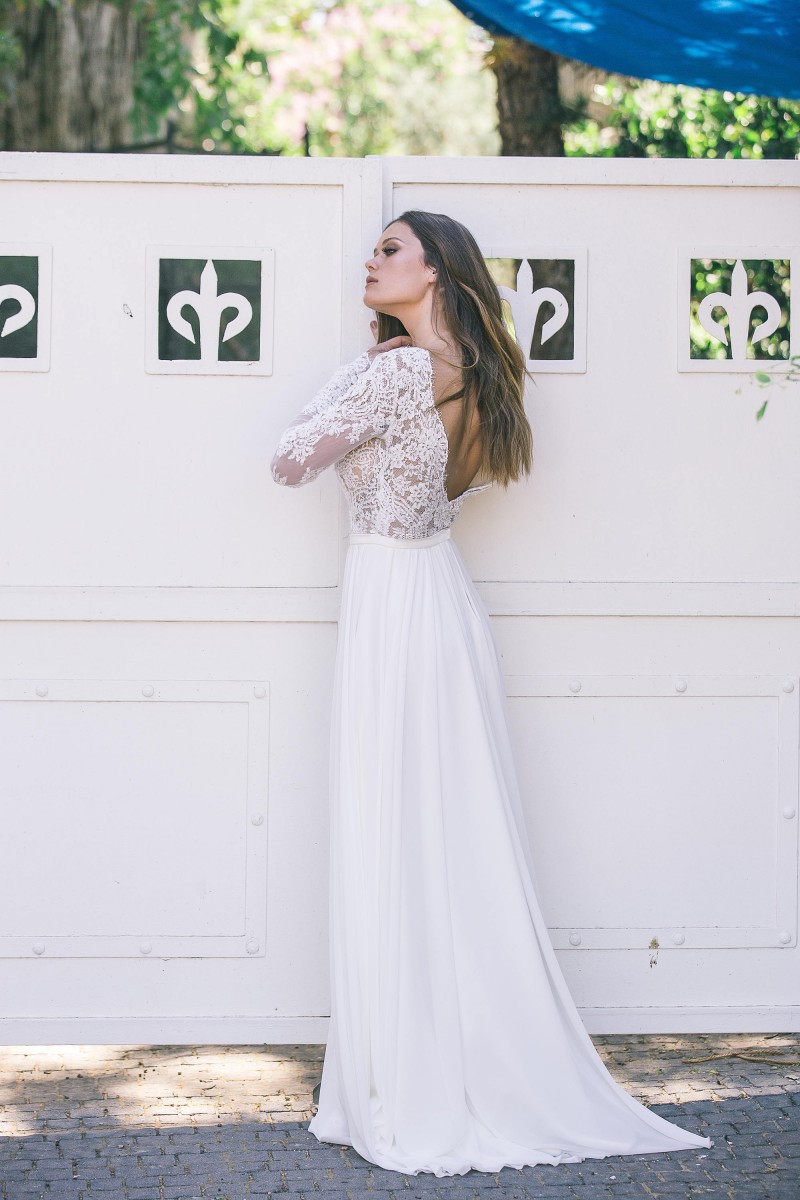 country long sleeve wedding dresses lace appliqued v neck bohemian beach bridal gowns boho chiffon a line wedding dress
