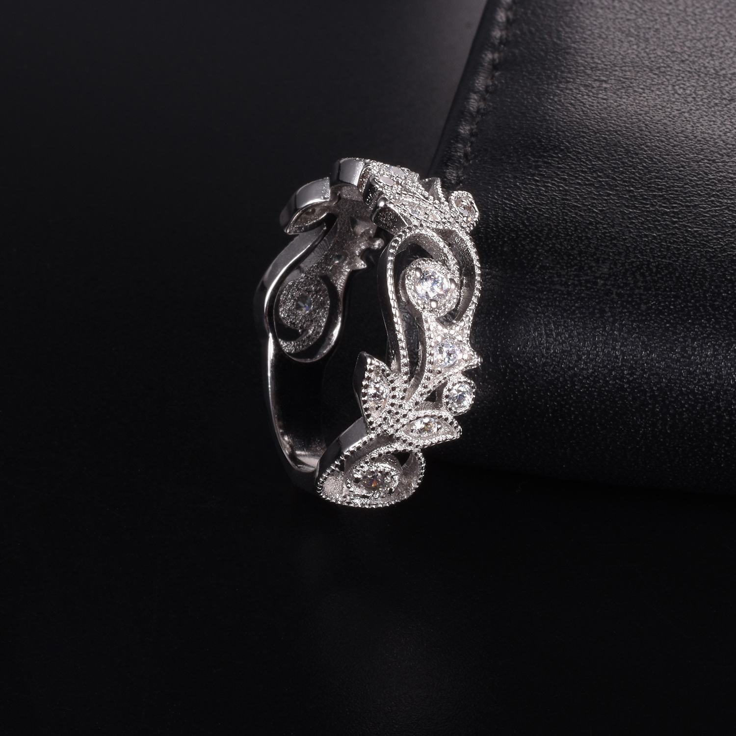 High quality Authentic 925 Silver flower Rings finger with pave Cubic zirconia Wedding ring European Women gift style