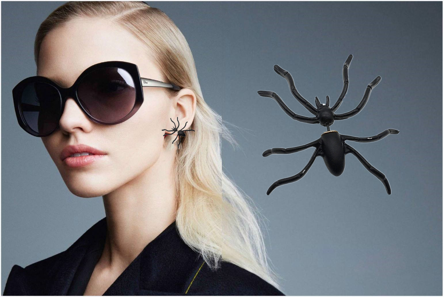 Hot fashion women's Halloween black spider charm earrings unisex holiday gift earrings