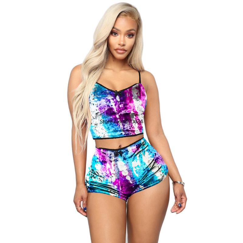 Women Velvet Spaghetti Straps Tie Dye Sexy Two Piece Set Fashion V Neck Sleepwear Shorts Night Club Suits Outfits, Blue purple black
Women Velvet Spaghetti Straps Tie Dye Sexy Two Piece Set Fashion V Neck Sleepwear Shorts Night Club Suits Outfits, Blue purple black
