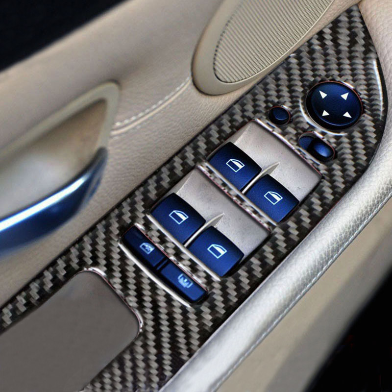 Car Door Buttons Panel Carbon Fiber Auto Door Bowl Stickers Covers Accessories For BMW 5 Series E60 E61 F10 2005-17 Car Styling