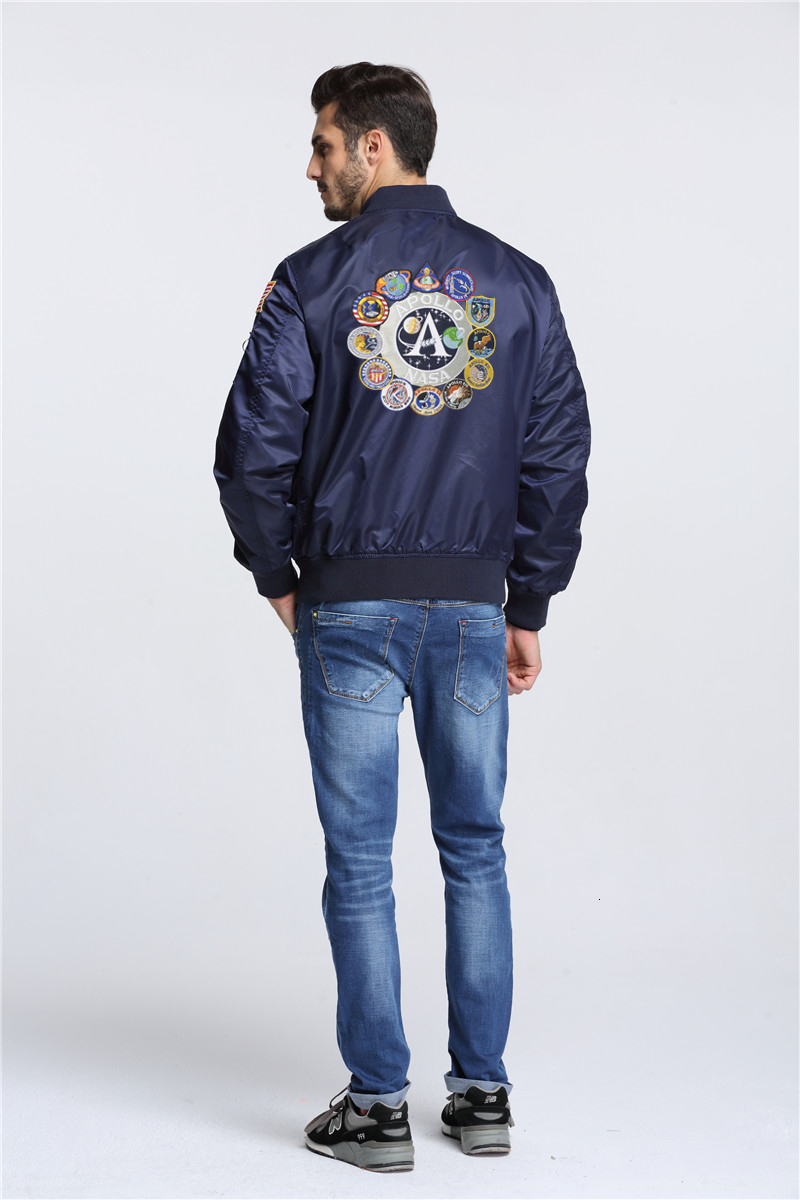 2018 New Autumn Apollo Thin 100th SPACE SHUTTLE Thin MA1 Bomber Hiphop US Air Force Pilot Flight College Jacket For Men SH190915