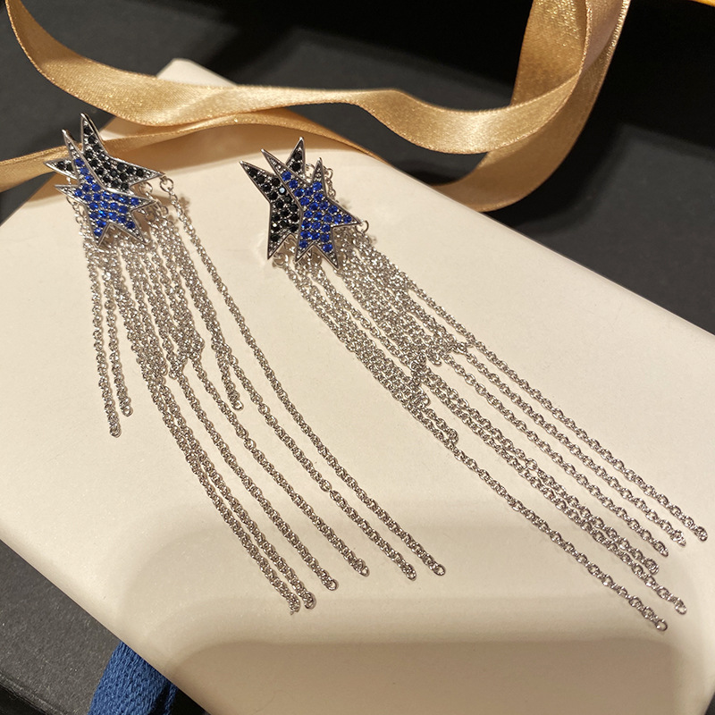 Fashion- Tassel Earrings For Female Brand Deisgner Wedding Long Stud Earring 925 Silver Diamond Earings Women Fashion Jewelry