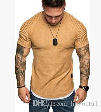 T Shirts Men's Summer Pleats Slim Fit Raglan Short Sleeve Pattern Top Blouse Casual Men Fashion High Quality stranger things