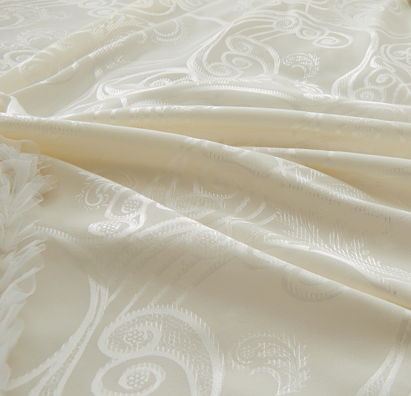satin jacquard bedding sets cotton lace bedclothes queen king size 4/8 pcs decorative bedskirt+pillowcase+duvet cover set