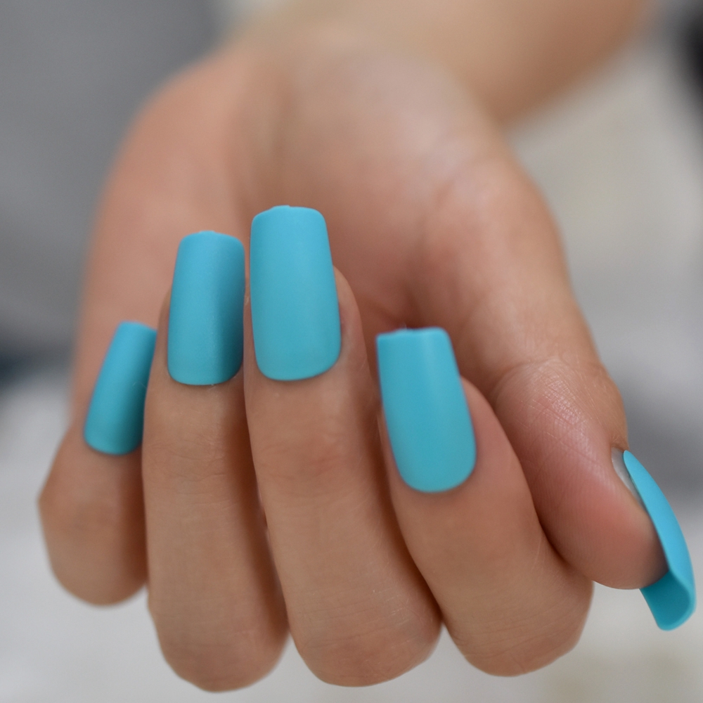 Bright Blue Matte False Nails Frosted Women Fake Nail Square Top Finish Designs Finger Nail Art Tips with Adhesive Tabs, White
Bright Blue Matte False Nails Frosted Women Fake Nail Square Top Finish Designs Finger Nail Art Tips with Adhesive Tabs, White
