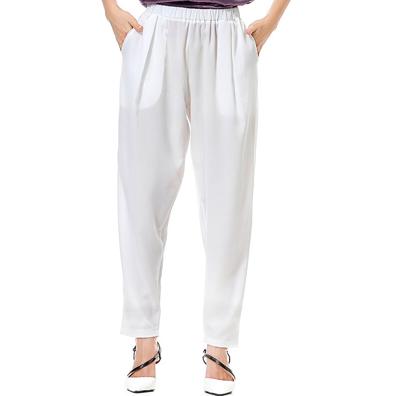 2019 New Ladies Pants Casual Loose Fashion Harem Trousers Solid Color Elastic Waist Commute Soft Long Pant, White
2019 New Ladies Pants Casual Loose Fashion Harem Trousers Solid Color Elastic Waist Commute Soft Long Pant, White
