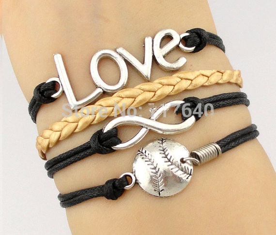 Wholesale- choose Infinity Cheer Charm Fashion Speaker Cheerleaders Bracelet friendship leather bracelets for gift customs sports