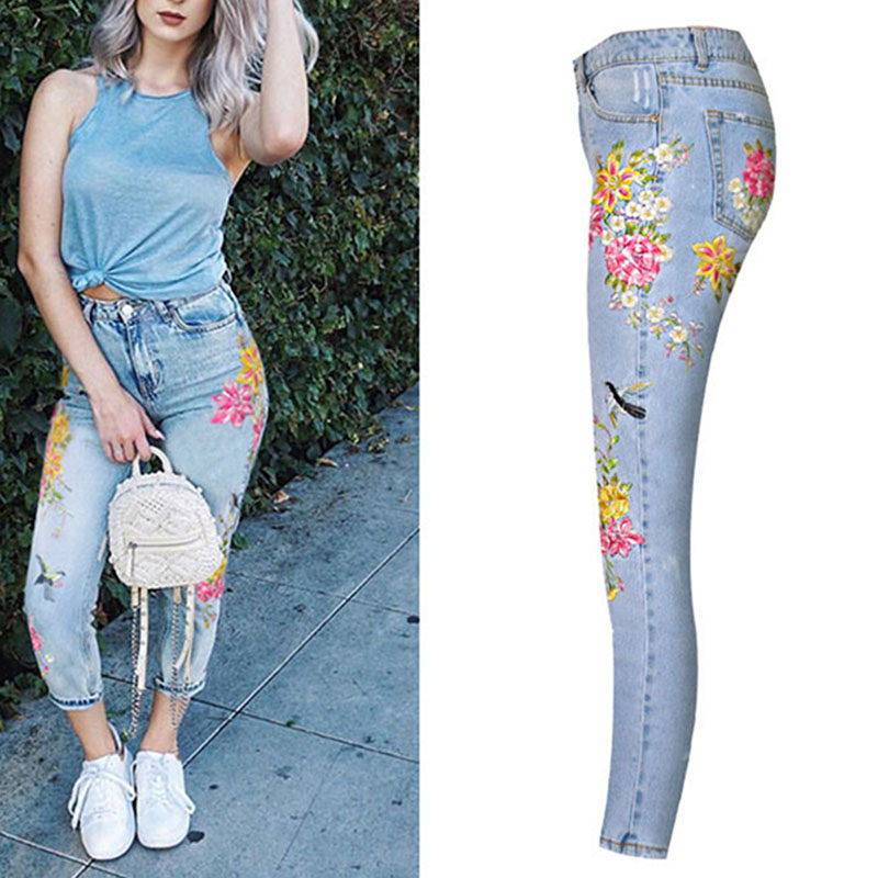 New Fashion Jeans Women' Clothing 3D Floral Embroidery Denim Pants High Waist Straight Vintage Ripped Ladies Slim Jean Trousers, Blue
New Fashion Jeans Women' Clothing 3D Floral Embroidery Denim Pants High Waist Straight Vintage Ripped Ladies Slim Jean Trousers, Blue
