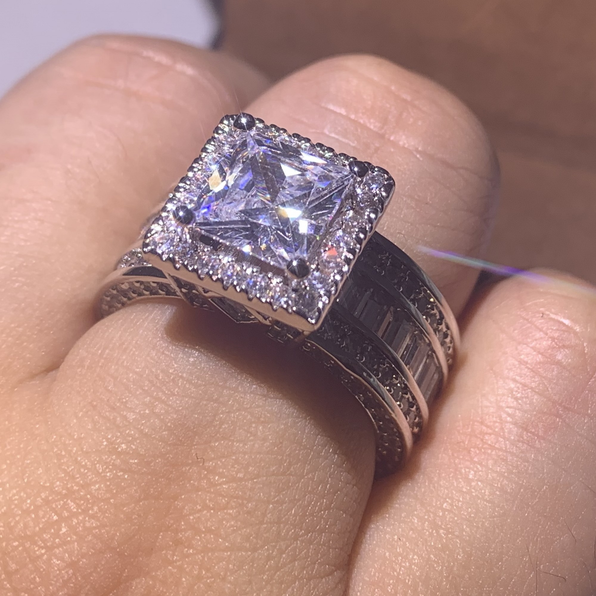 Victoria Wieck Jewelry Sterg Sier Princess Cut White Topaz Party New Women Wedding Engagement Band Ring For Lovers' Gift