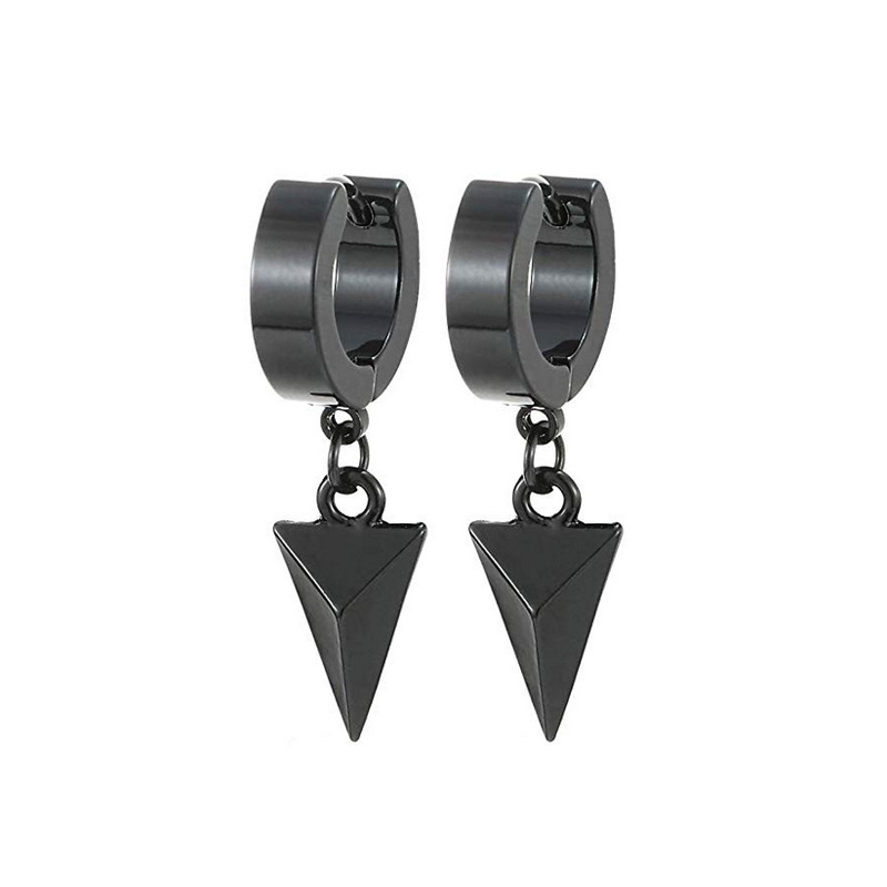 3 pairs/set Hip Hop Stud Hoop Earrings Gothic Geometric Triangle Stainless Steel Earrings Jewelry Wholesale
