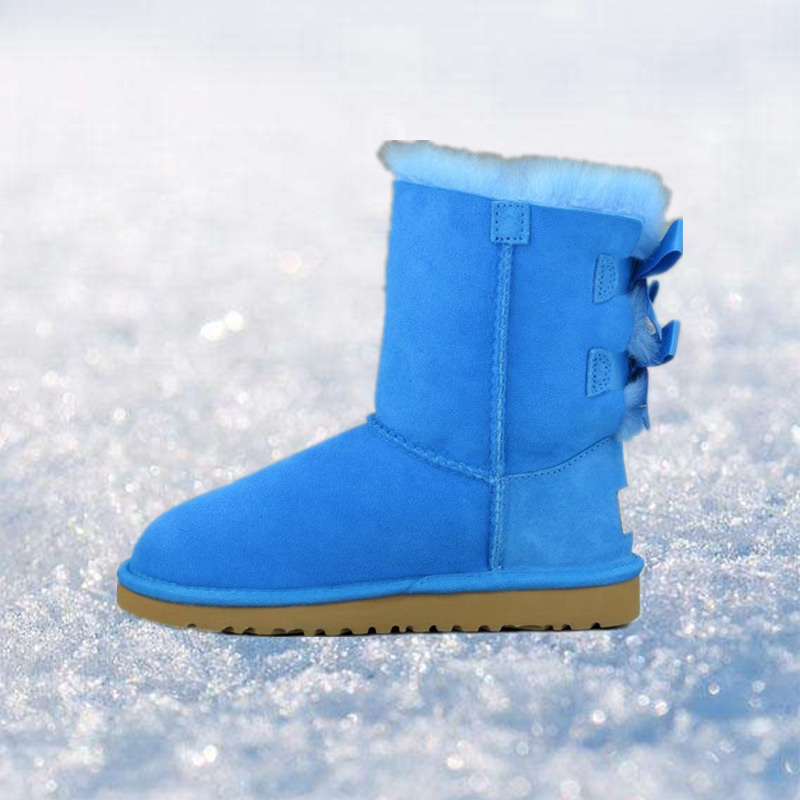 Hot Sale- chestnut black blue pink coffee designer snow fur boot womens ankle knee shoes